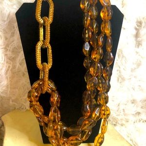 SASSY JONES KENNEDY NECKLACE (Gold & Brown )